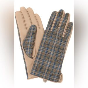 NWT Belle Fare PLAID PRINT LEATHER GLOVES Lambskin